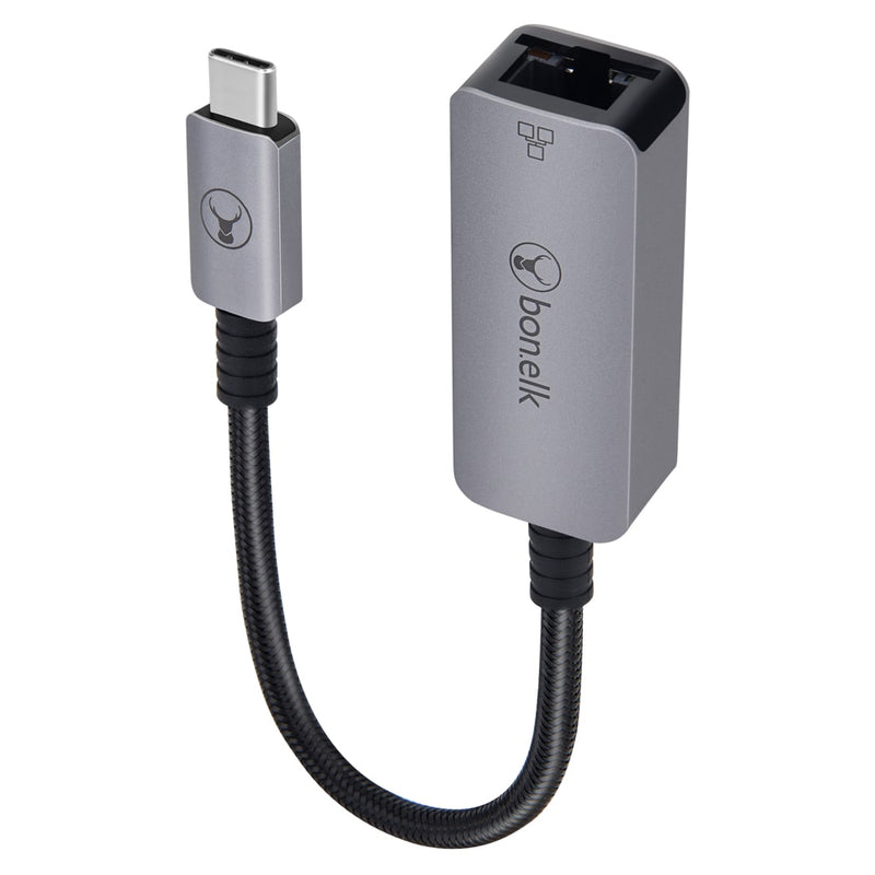 Bonelk Long-Life USB-C to Gigabit Ethernet Adapter - 15cm (Space Grey)