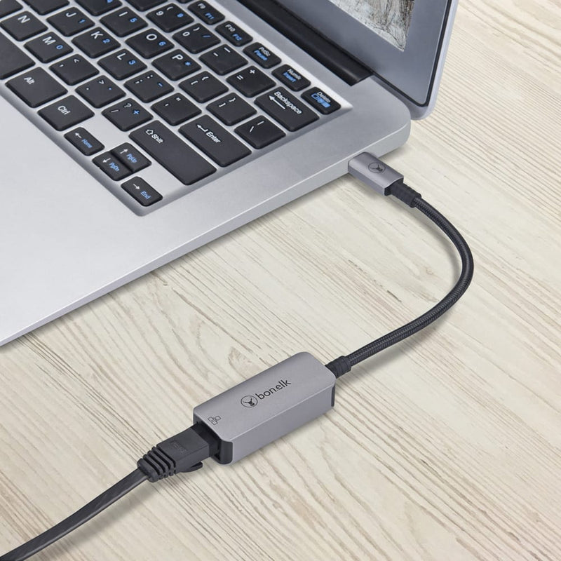 Bonelk Long-Life USB-C to Gigabit Ethernet Adapter - 15cm (Space Grey)