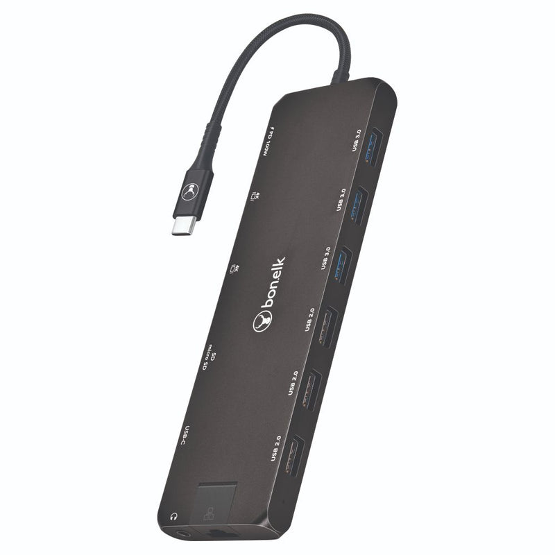 Bonelk Long-Life USB-C to 14-in-1 Multiport Hub - Black
