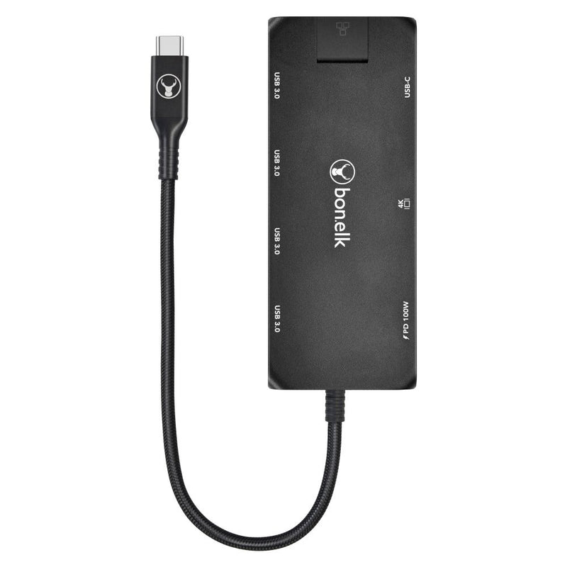 Bonelk Long-Life USB-C to 8-in-1 Multiport Hub Black