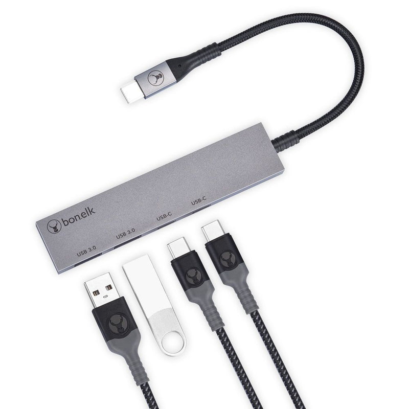 Bonelk Long-Life USB-C 4 in 1 Multiport Slim Hub (Space Grey) null