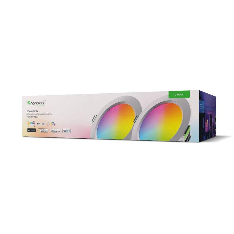 Nanoleaf Essentials Colour Smart LED Downlights (Matter Compatible) – 2 Pack