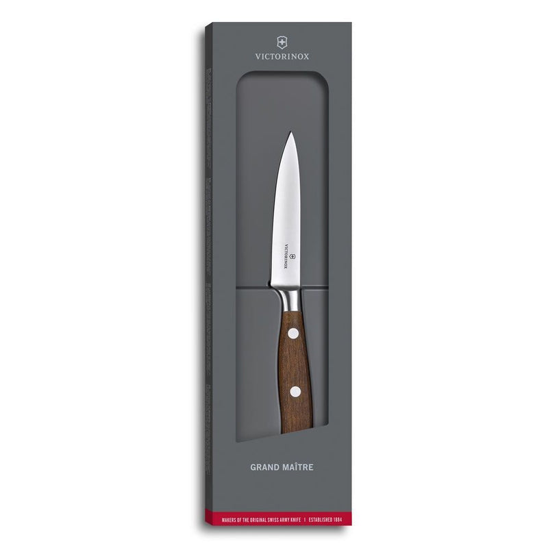 Victorinox Wood Forged Kitchen Plain Edge Knife 10cm (3 Rivet)