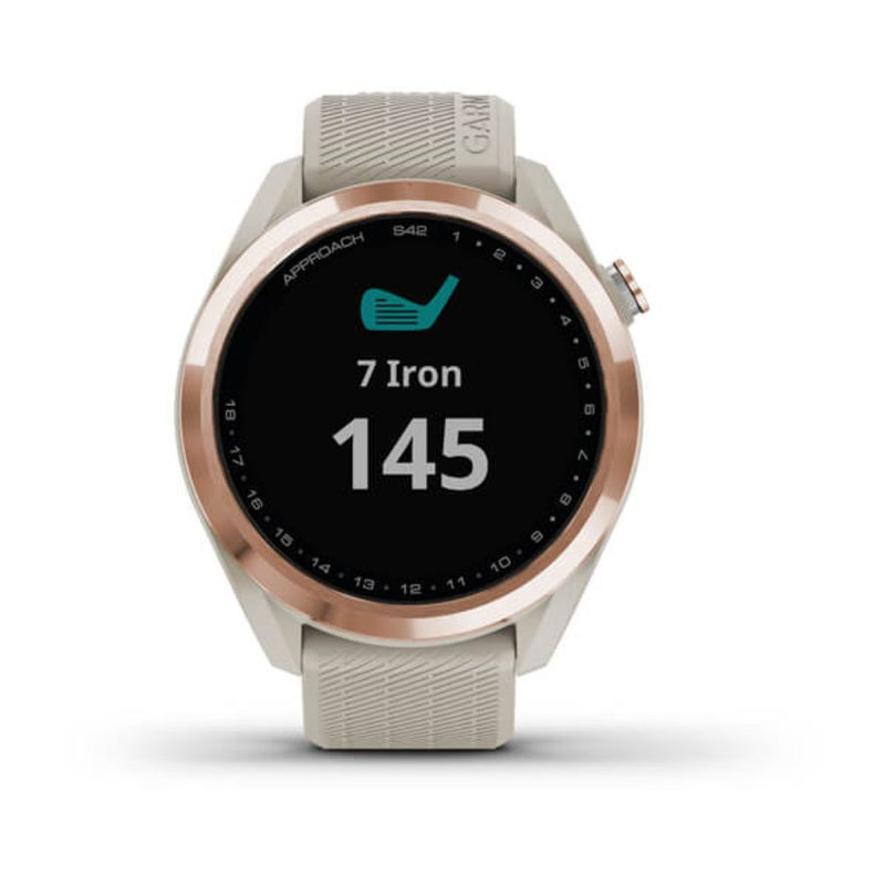 Garmin Approach S42 (Rose Gold Ceramic Bezel with Light Sand Silicone Band)